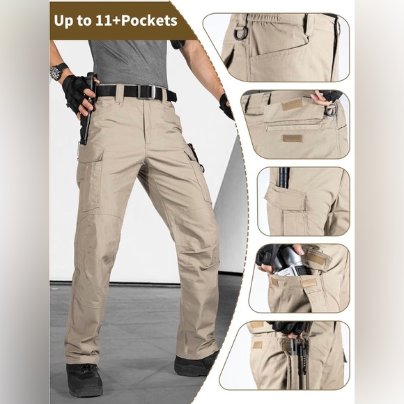 FREE SOLDIER Men's Water Resistant Pants Relaxed Tactical Cargo Pants Size:46x30 - Picture 4 of 16